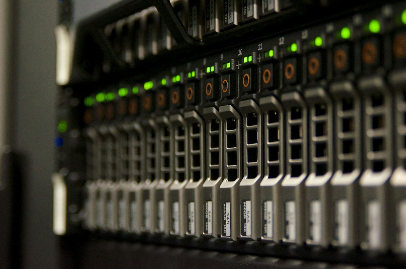 Rack-mounted servers with status lights